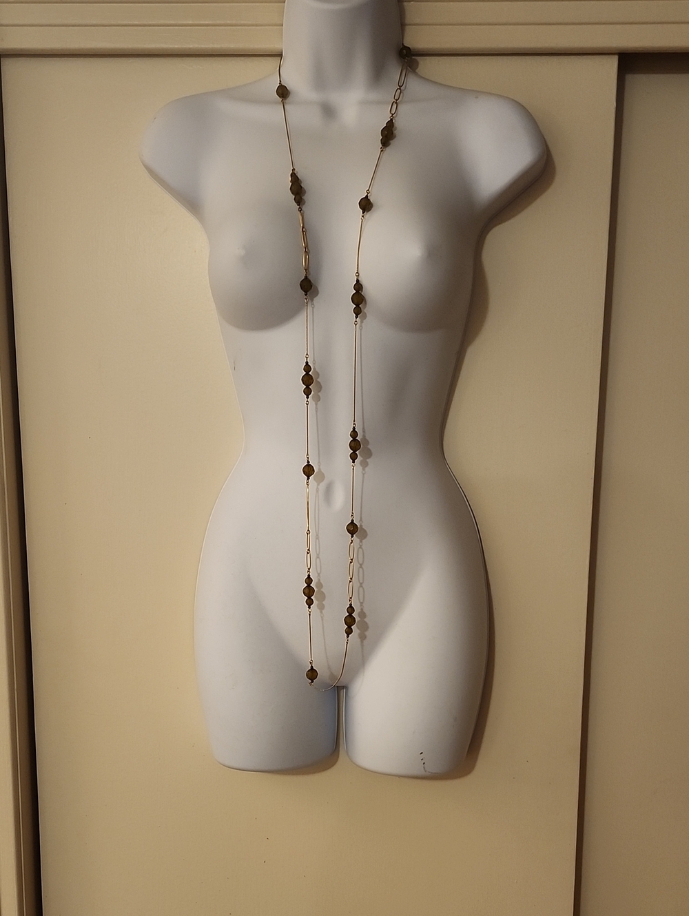 Pilgrim Long Gold Olive Bead Station Necklace - Women Jewelry